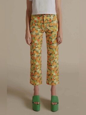 Simon Miller Winter Blossom Orange Yellow Floral Print WO12 Jeans Size 29 *STAIN
